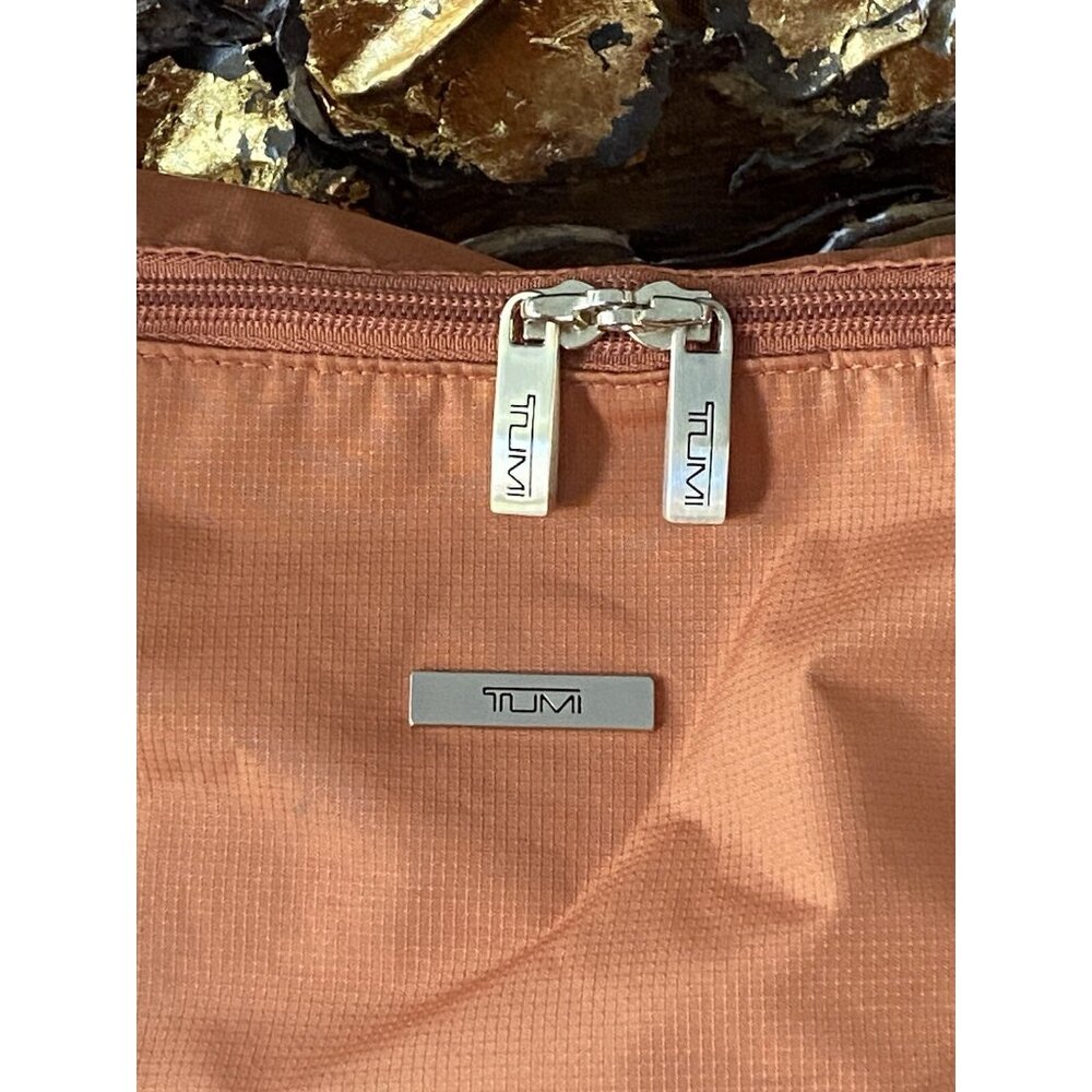 Tumi Foldable Packable Leather Bottom Orange Duff… - image 2
